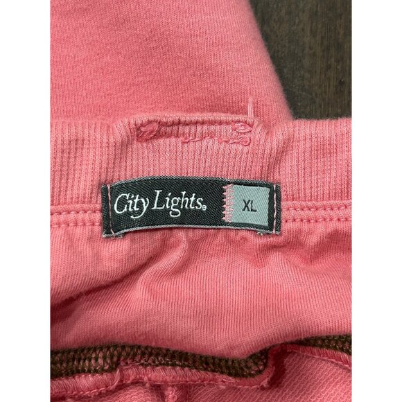City Lights Cropped Lounge Pants Pink Sz XL Pull On Cargo Drawstring Comfort - Picture 6 of 11